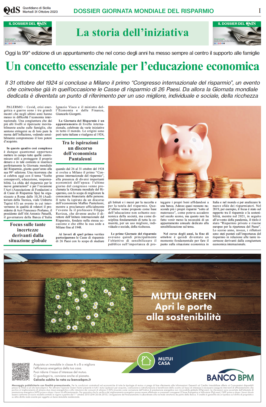 Un dossier dedicato a uno dei fondamenti dell’economia: il risparmio