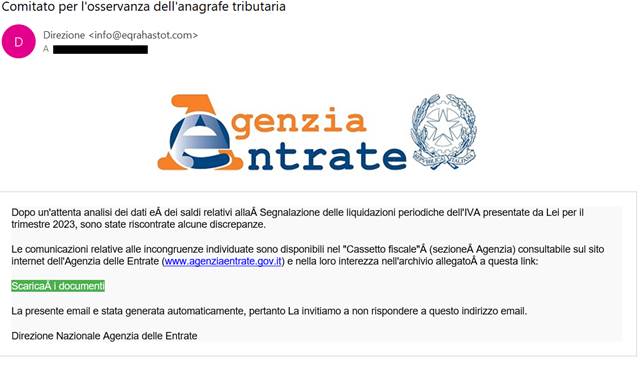 Agenzia delle Entrate: “Attenzione ancora false comunicazioni su liquidazioni Iva”