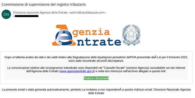 Agenzia delle Entrate: “Attenzione ancora false comunicazioni su liquidazioni Iva”