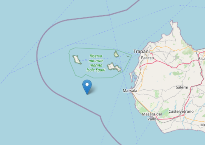 Trema la terra al largo della costa trapanese, terremoto di magnitudo 2.7