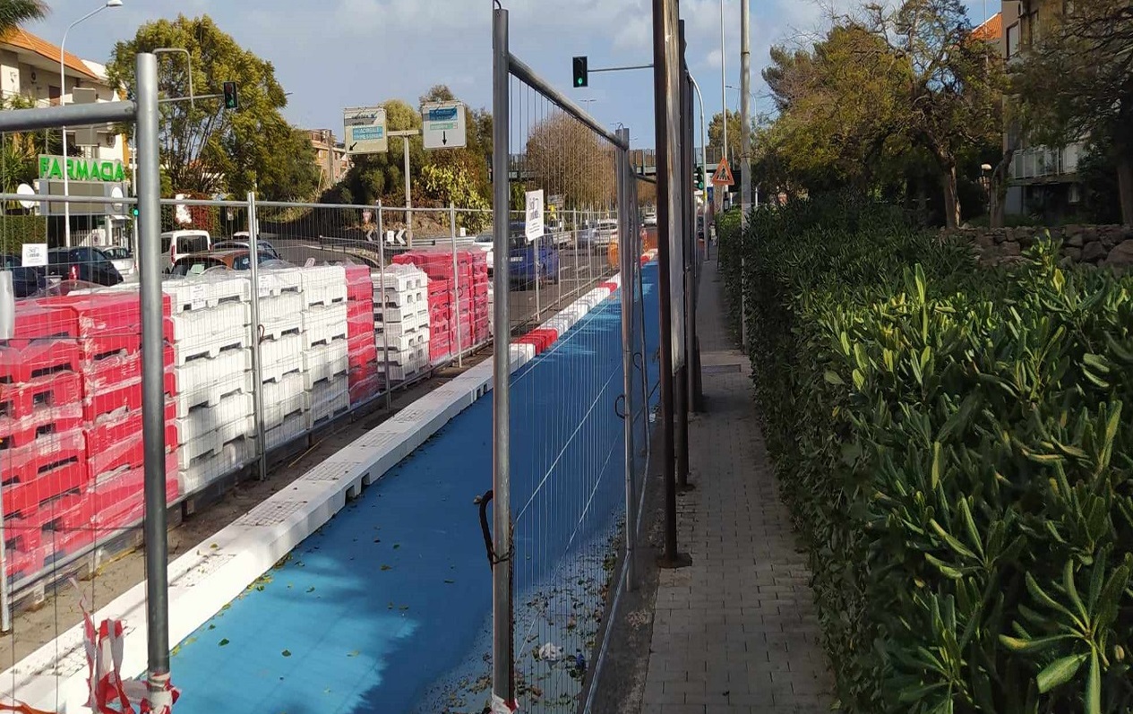 FOTO e VIDEO | Catania e i lavori per la pista ciclabile, Parisi: “Finiremo questo mese”