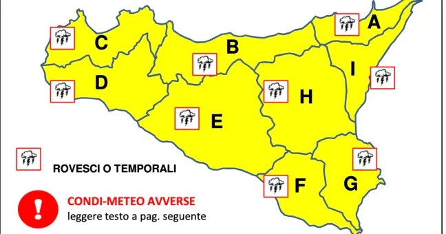 Maltempo, è ancora allerta gialla per la Sicilia
