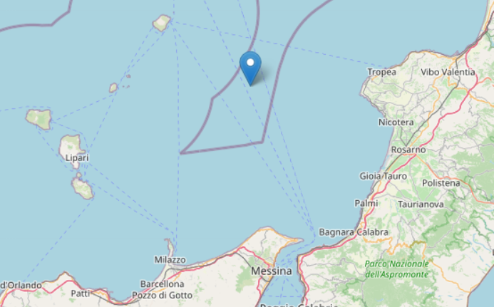 Scossa di terremoto davanti alle coste di Sicilia e Calabria: magnitudo 3.3
