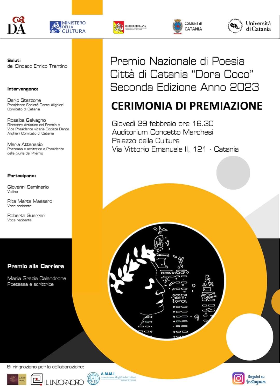 Catania, il 29 febbraio la cerimonia di premiazione “Dora Coco”