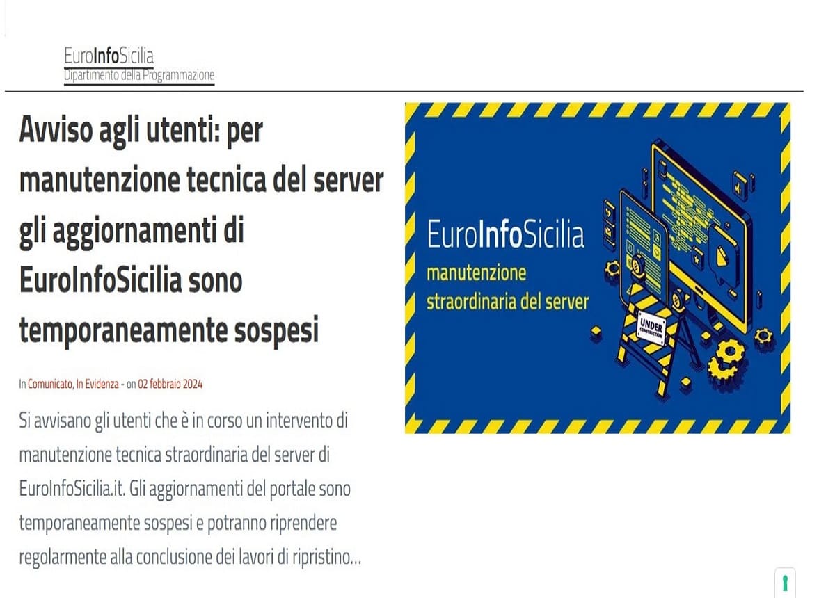 Fondi Ue, EuroinfoSicilia down da giorni: sito inaccessibile, ecco cosa succede