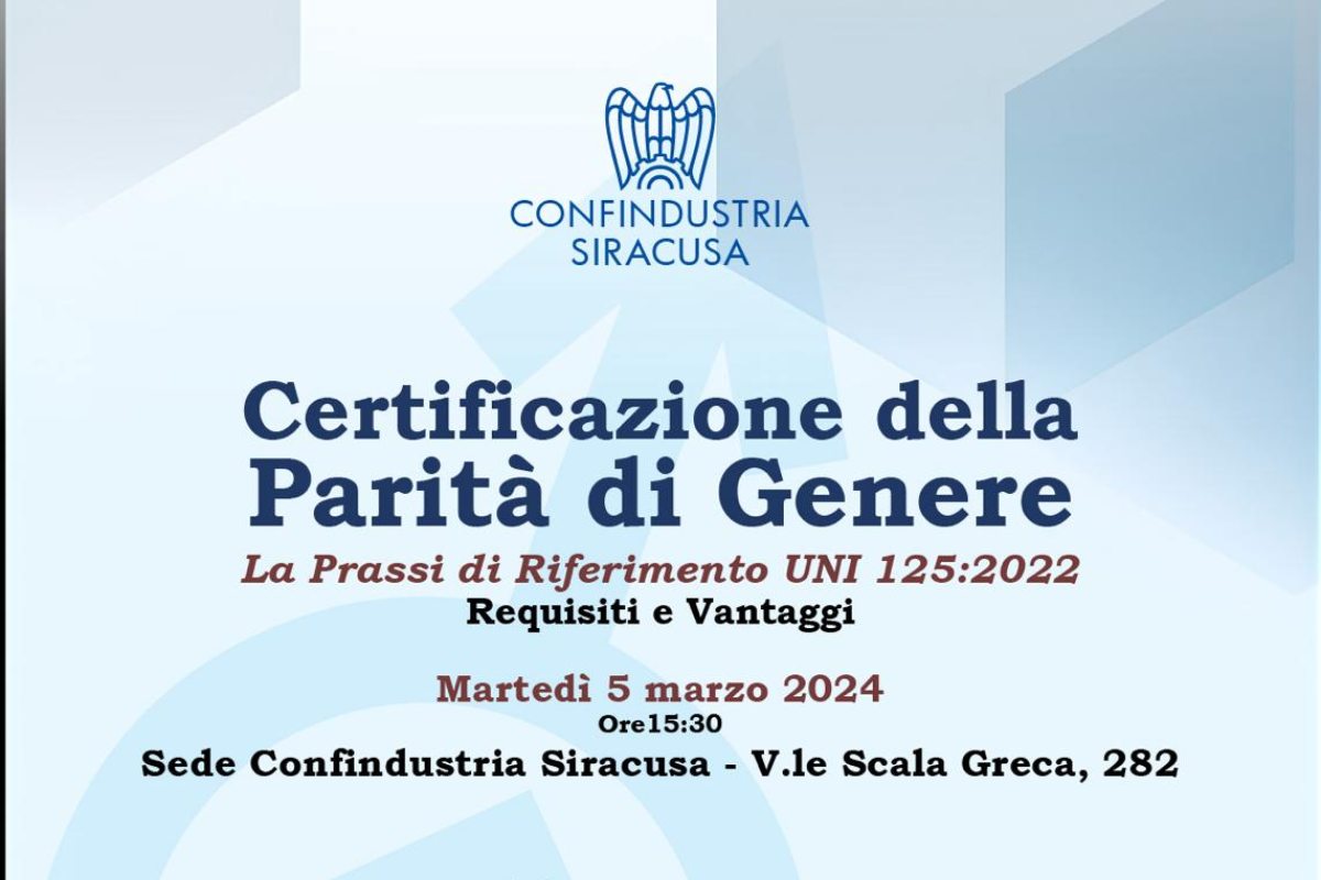 Siracusa, in programma il seminario “Certificazione della parità di genere”: i dettagli