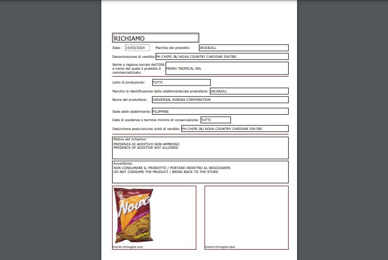 Galleria foto 'Richiamo di patatine per additivi non ammessi: le informazioni del Ministero' - foto 2