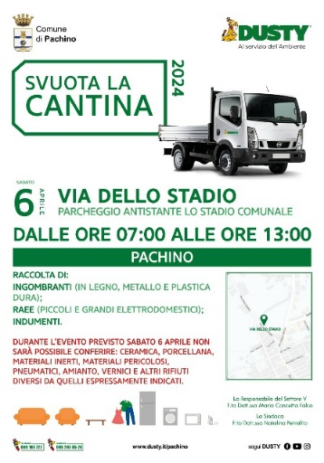 Rifiuti ingombranti, a Pachino il servizio “Svuota la cantina”: il programma