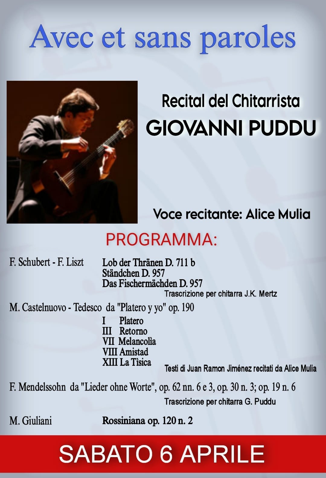 Caltanissetta, al Regina Margherita arriva il Recital del chitarrista Giovanni Puddu