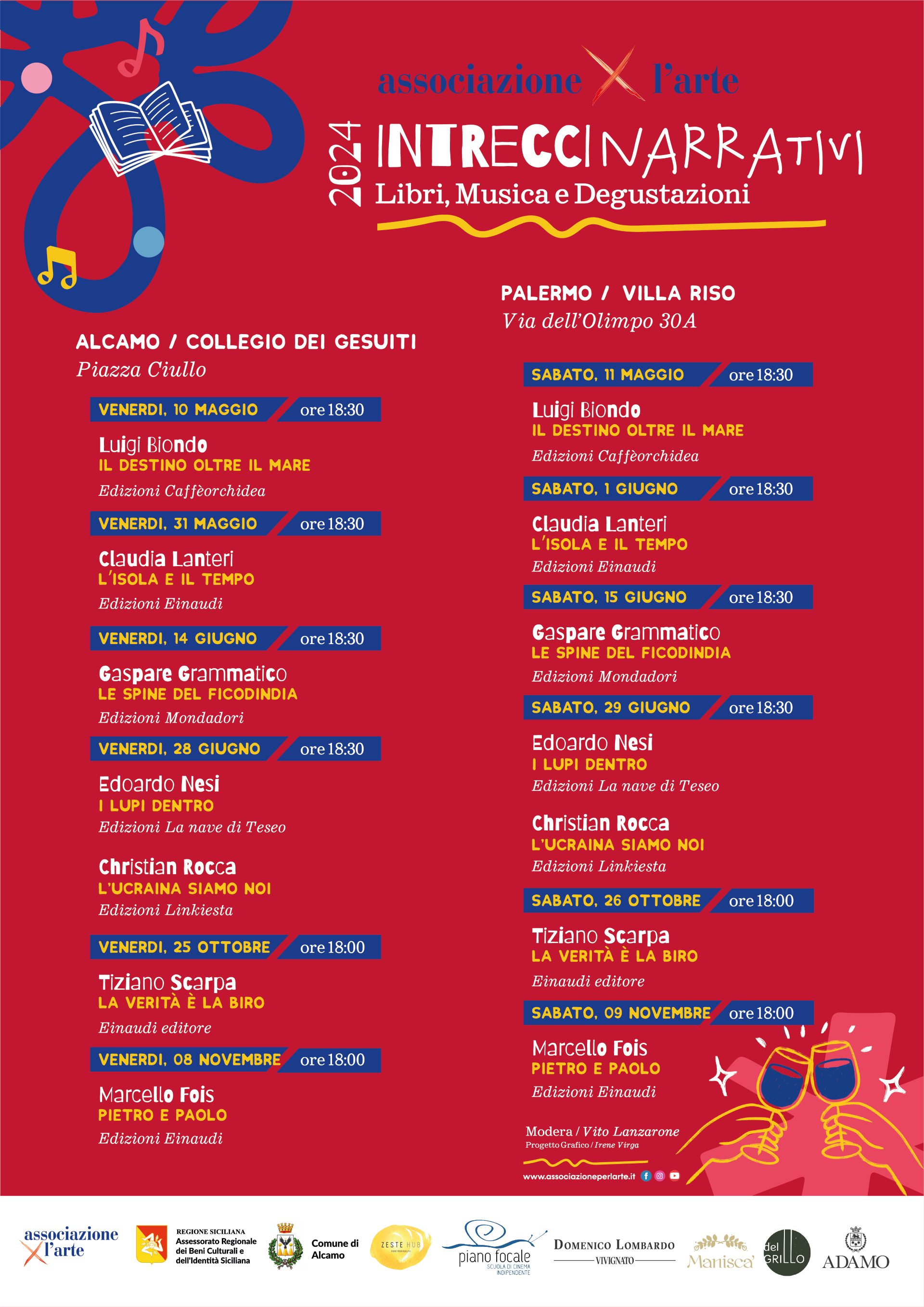 Palermo, al via il 10 maggio la Rassegna “Intrecci Narrativi”– Libri, Musica e Degustazioni