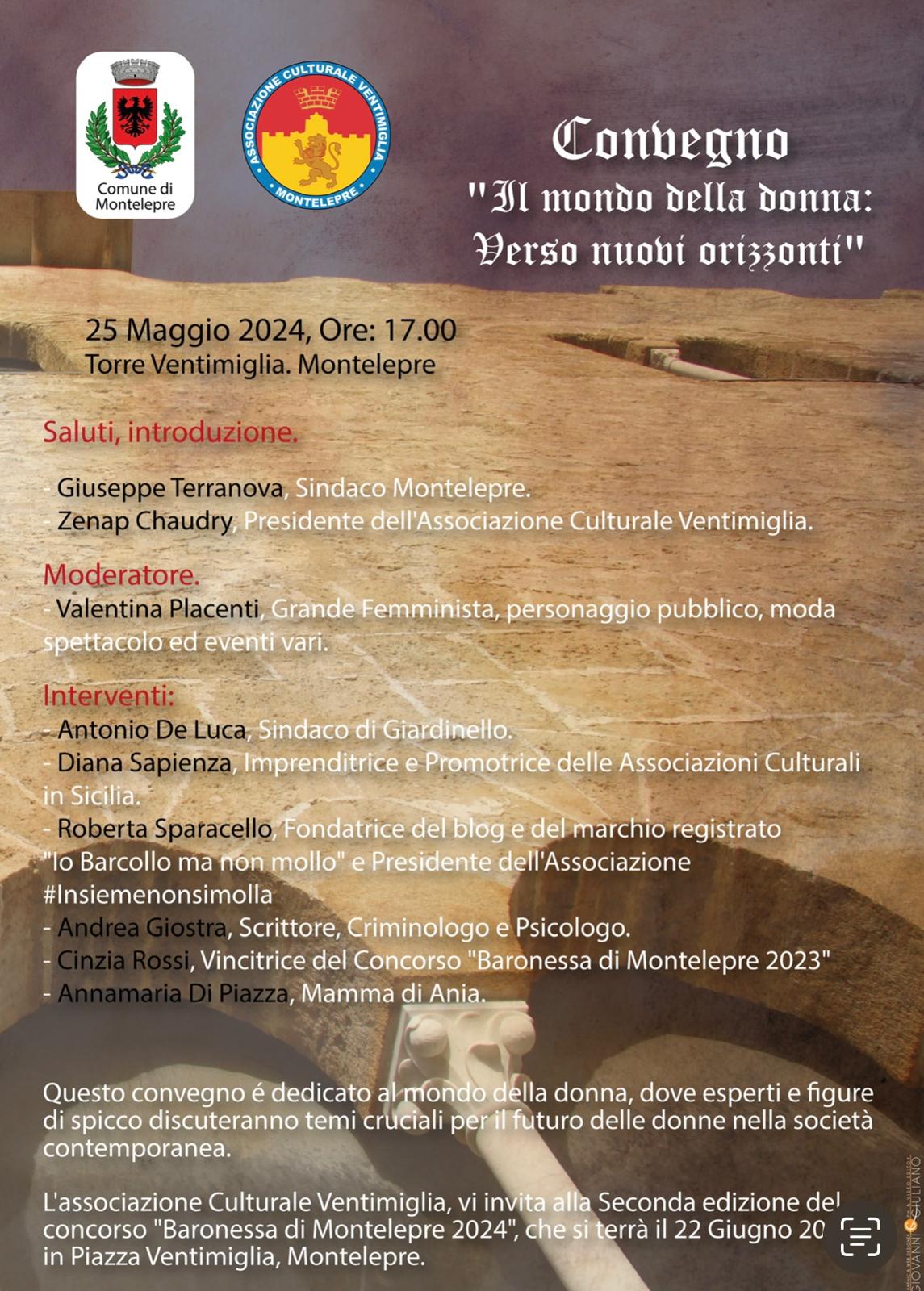 Dibattito sulla condizione della Donna di oggi e si dà il via al concorso della Baronessa di Montelepre 2024