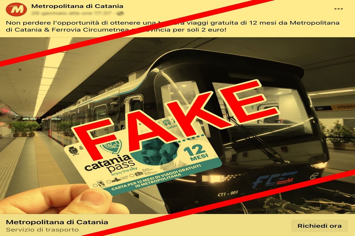 “Abbonamento alla metropolitana di Catania a 2 euro”, occhio alla truffa: falsa promozione online