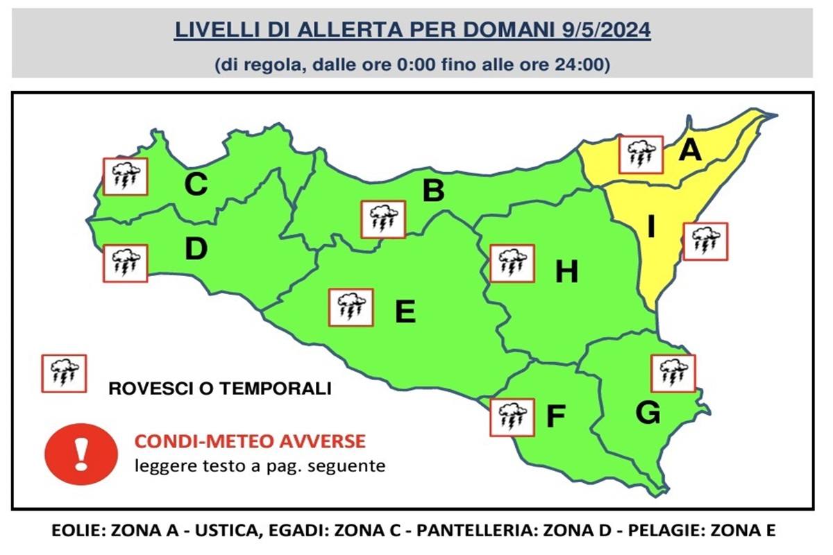 Maltempo in Sicilia: domani allerta meteo gialla