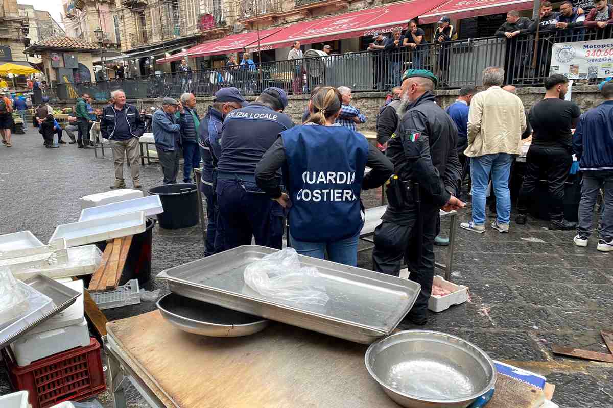 Catania, controlli alla pescheria: tra candeggina e altre irregolarità