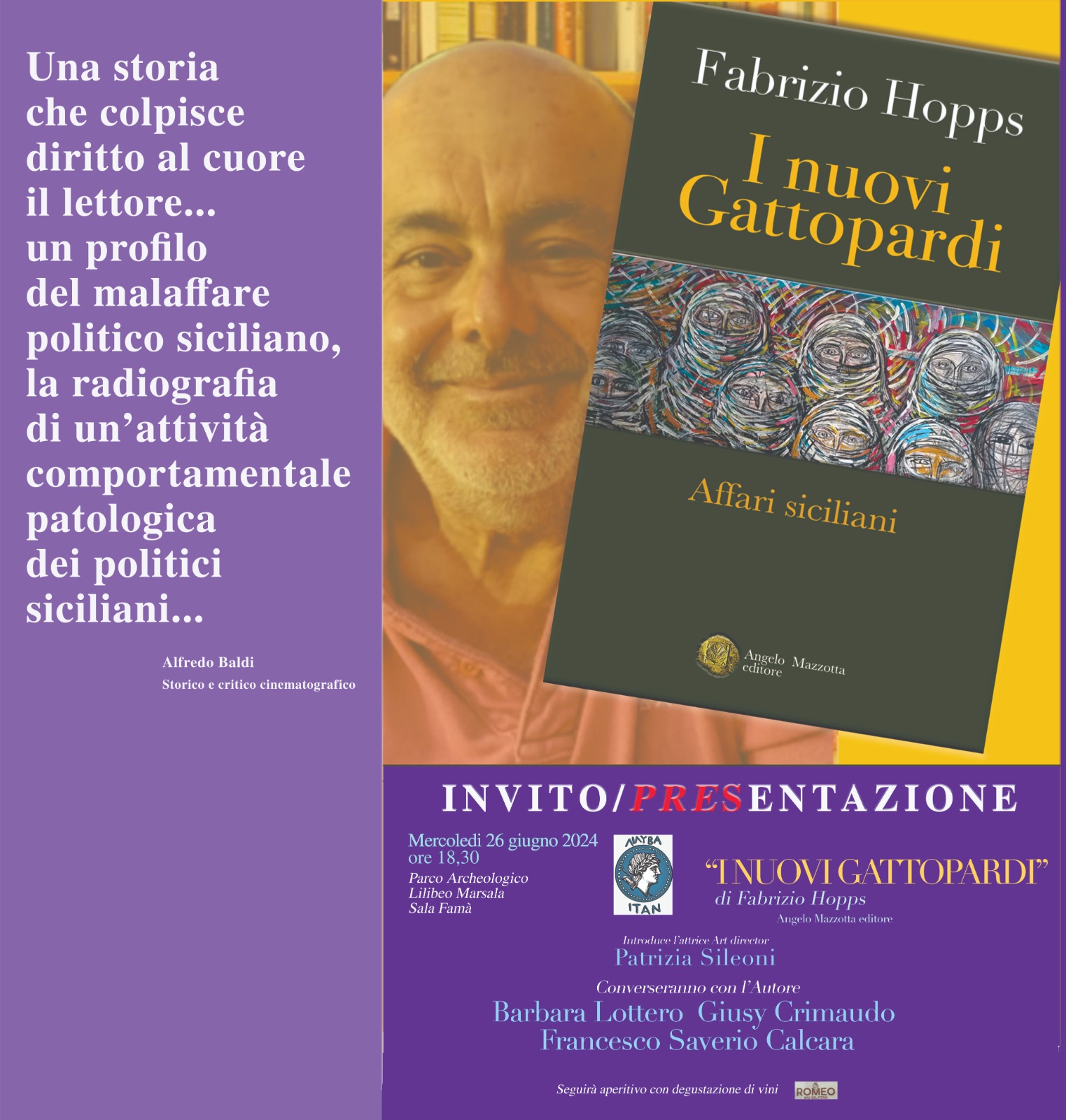 Marsala, il 26 giugno la presentazione del libro “I nuovi Gattopardi” di Fabrizio Hopps