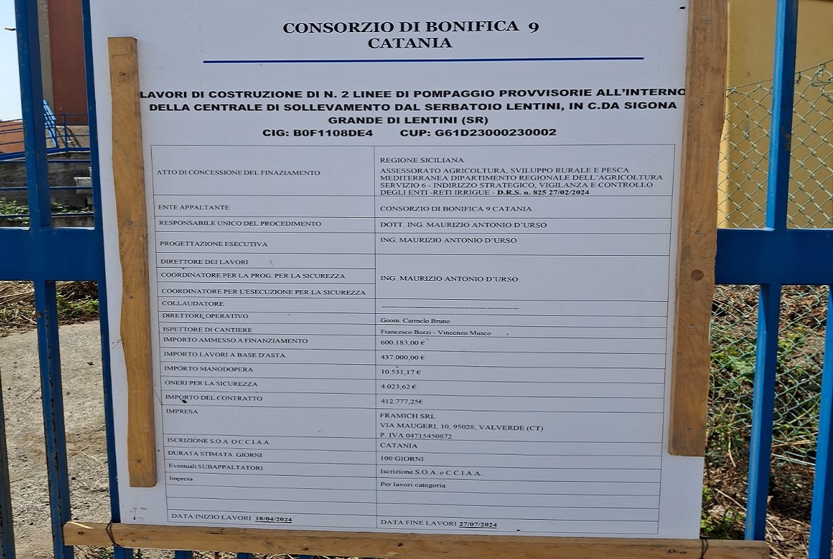 Piana di Catania, dopo 3 anni di stop si attende la fine dei lavori per la centrale di sollevamento di Sigona