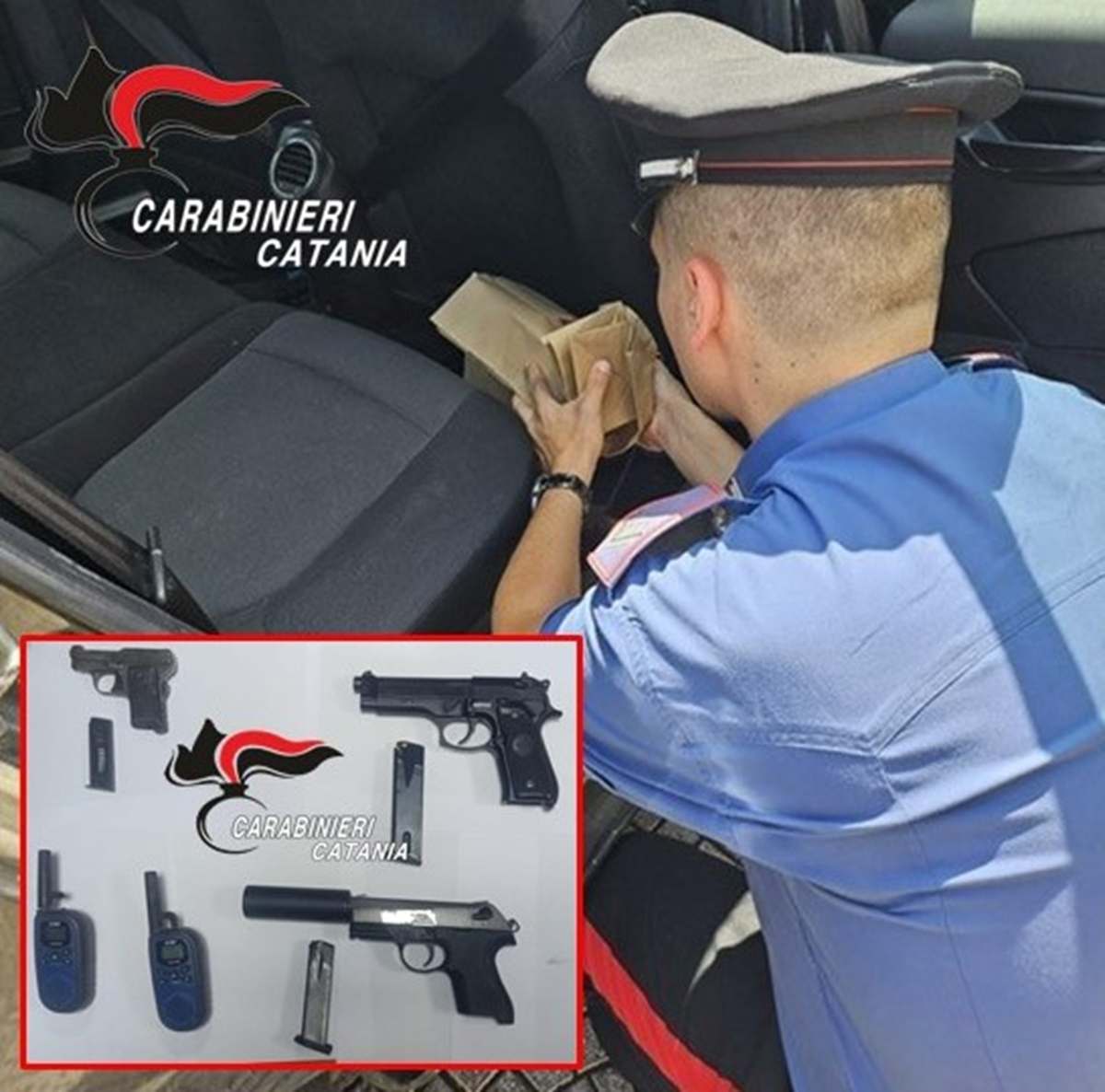 Uomo con piccolo arsenale in un controllo stradale nel Catanese