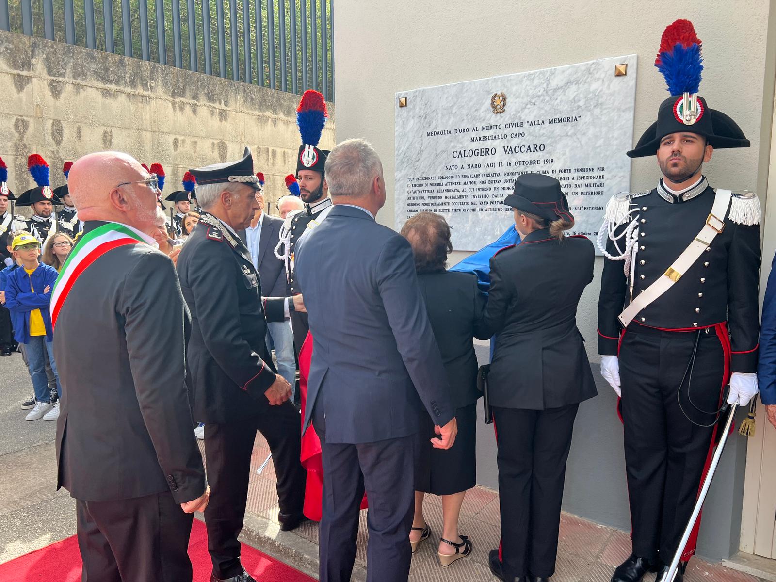 Stazione dei Carabinieri di Naro intitolata al maresciallo capo Vaccaro