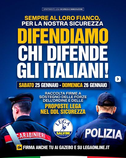 Sicurezza, firme on line e gazebo Lega a sostegno forza pubblica Sicurezza, firme on line e gazebo Lega a sostegno forza pubblica