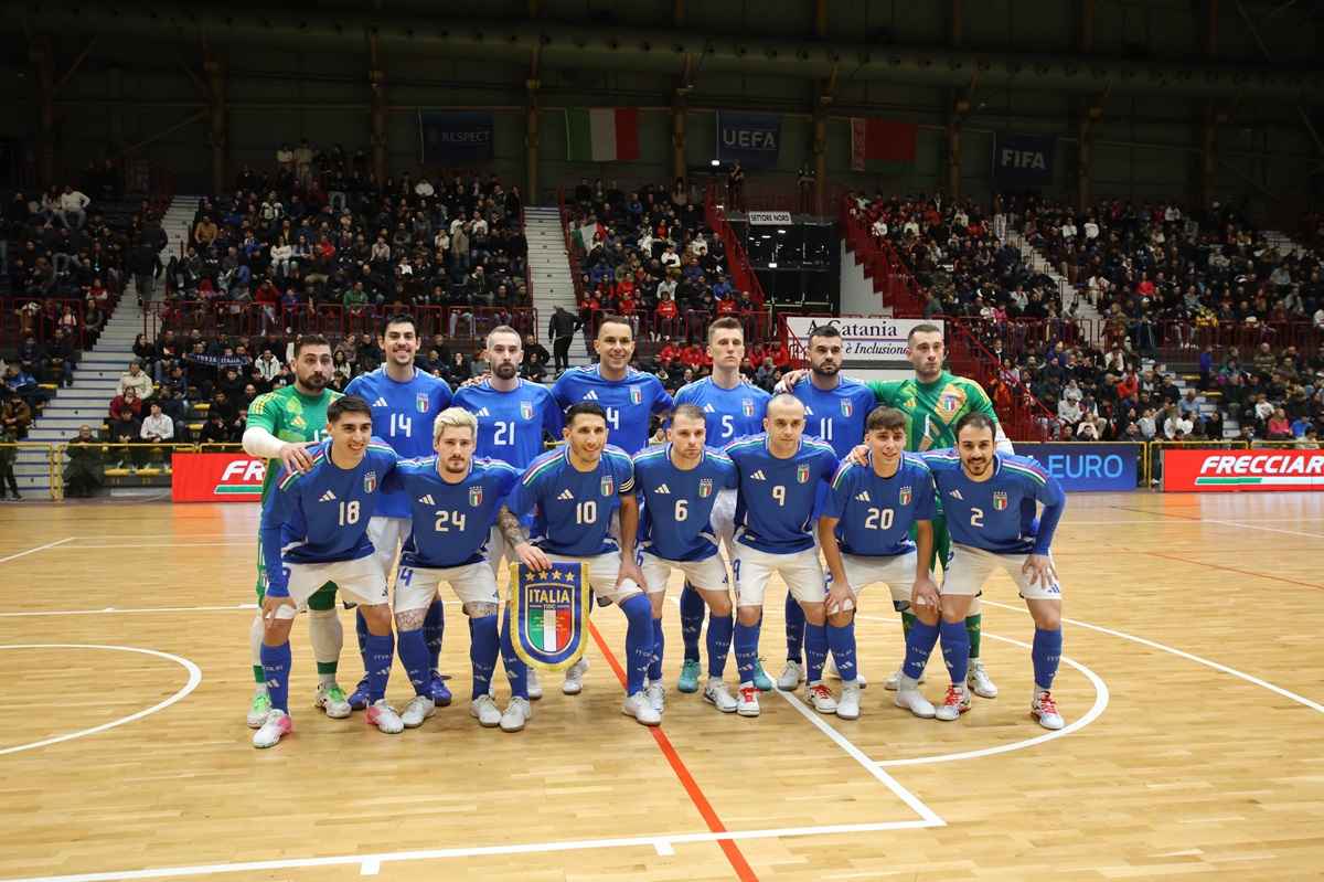 VIDEO e FOTO | Qual.Euro Futsal 2026, spettacolo al PalaCatania: 2-2 col brivido tra Italia e Bielorussia