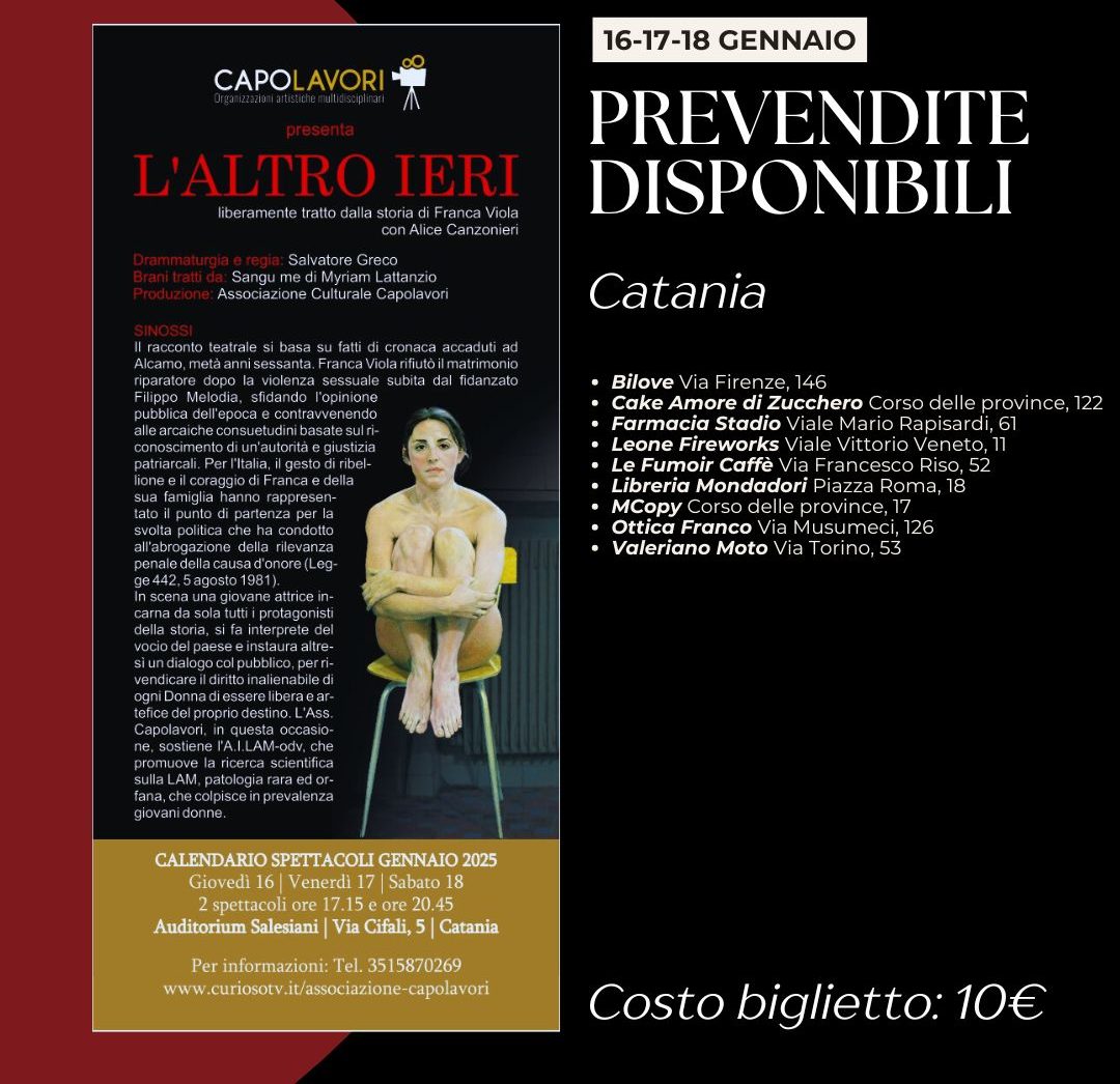 “L’altro ieri”: la storia di Franca Viola a teatro a Catania dal 16 al 18 gennaio