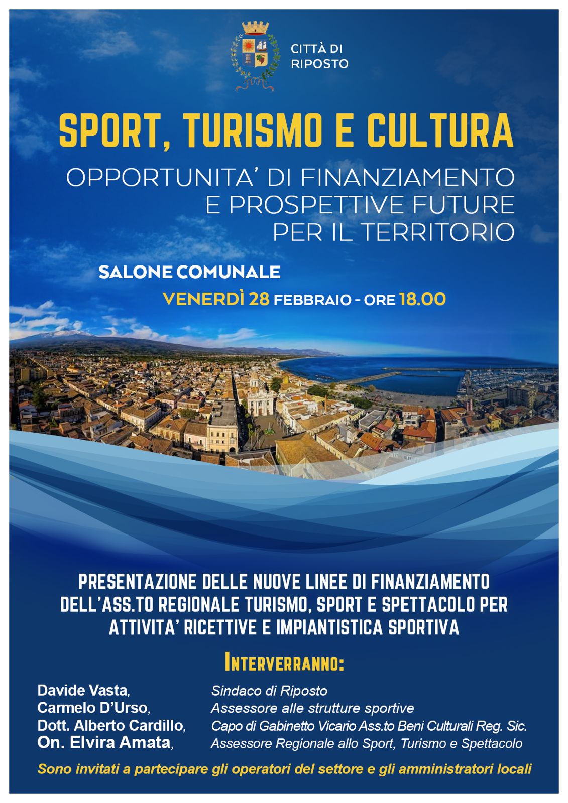 Riposto, incontro sulle opportunità di finanziamento per il territorio. Presente l’assessore regionale Amata