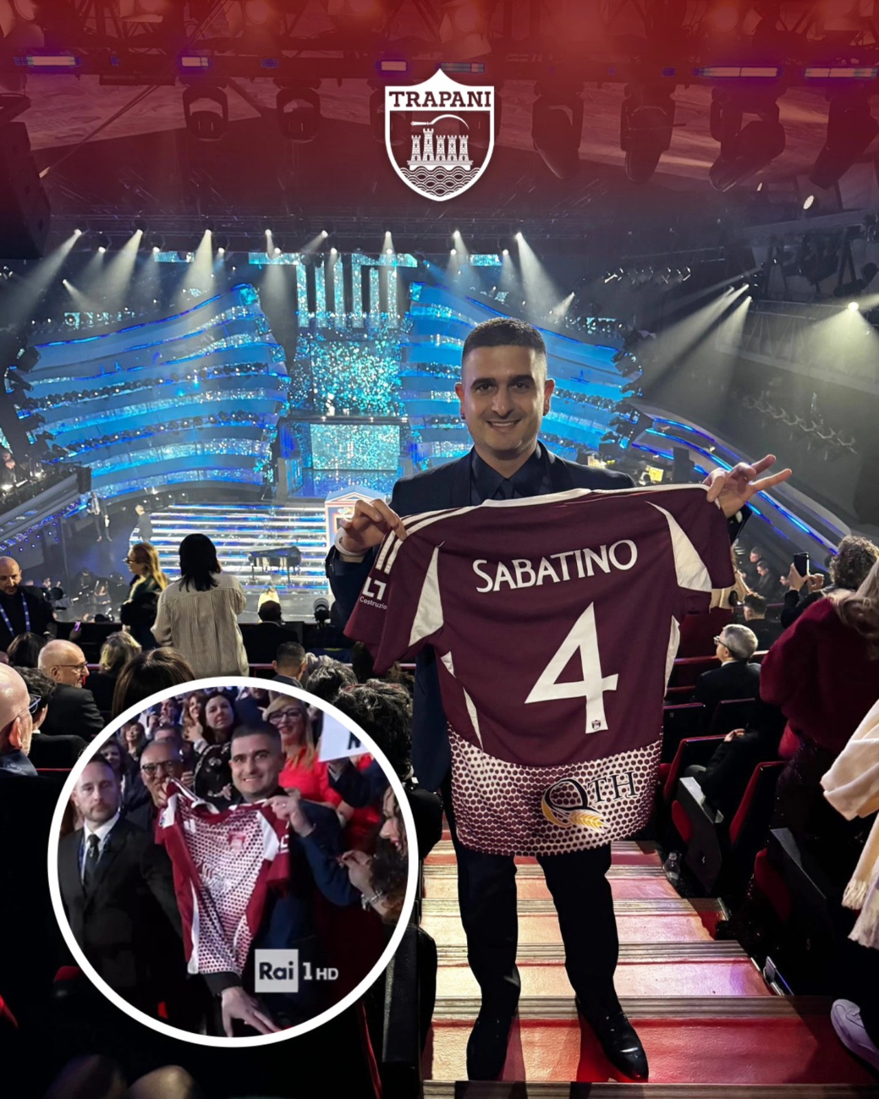 Un po’ di Trapani a Sanremo 2025: il tifoso sventola la maglia granata