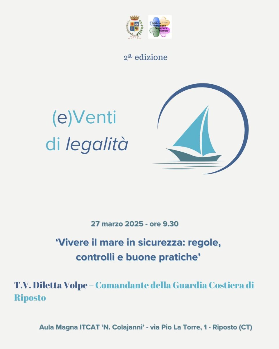 Riposto, il 27 marzo al centro degli ‘(e)Venti di legalità’ regole e buone pratiche per vivere il mare in sicurezza