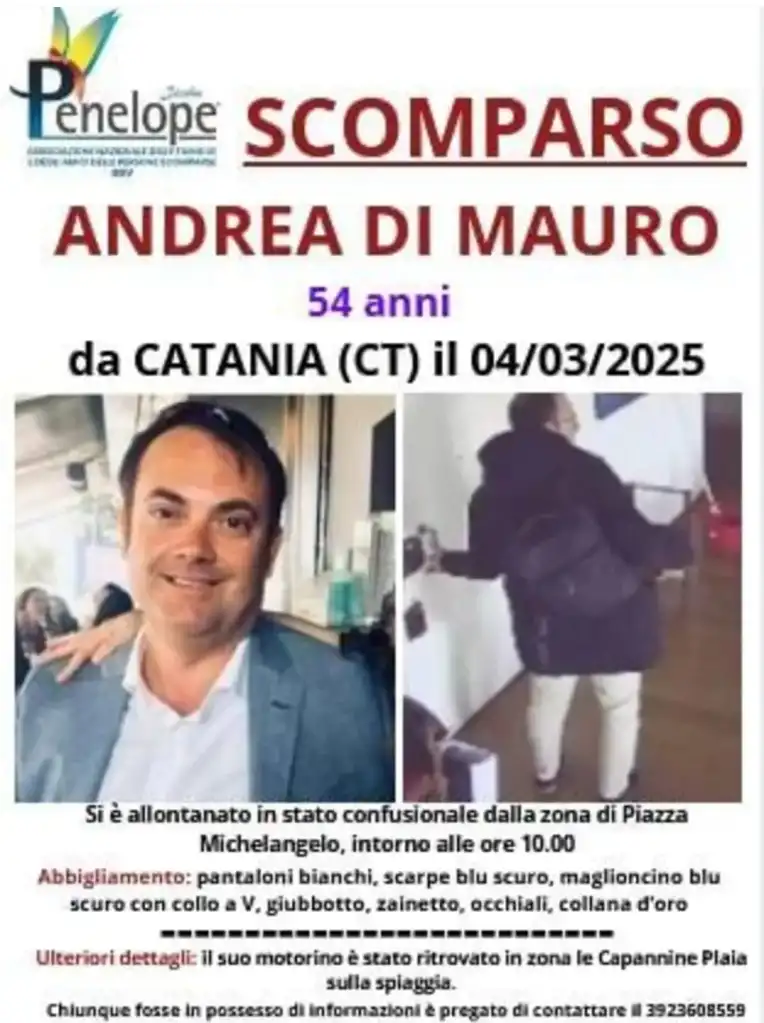 Catania, il 53enne Andrea Di Mauro disperso in mare alla Plaia: in corso le ricerche Catania, il 53enne Andrea Di Mauro disperso in mare alla Plaia: in corso le ricerche