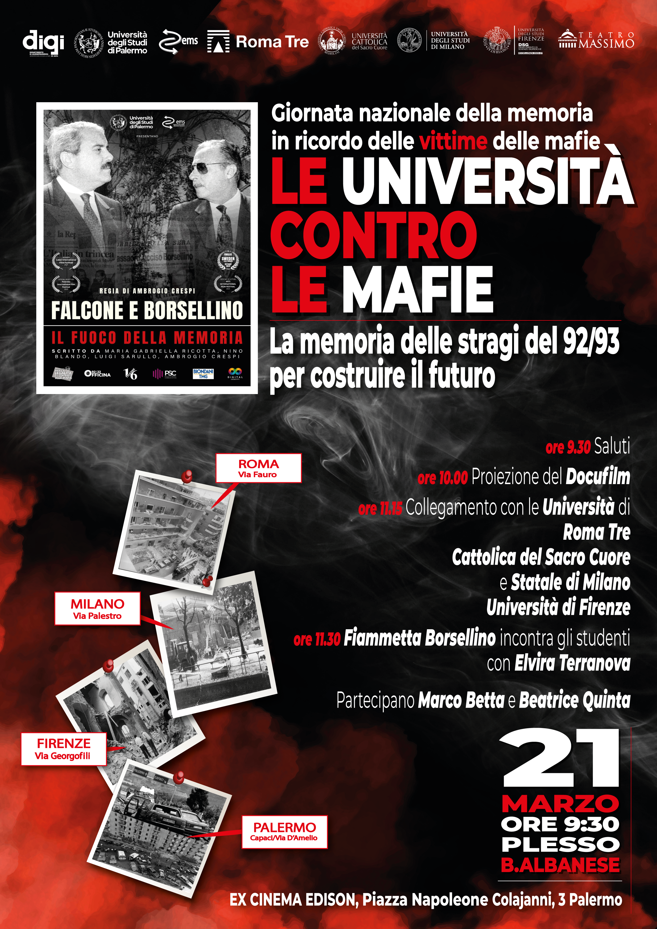 Galleria foto '“Il fuoco della memoria delle stragi del 1992/1993”, l’evento delle Università di Palermo, Roma, Milano e Firenze' - foto 2