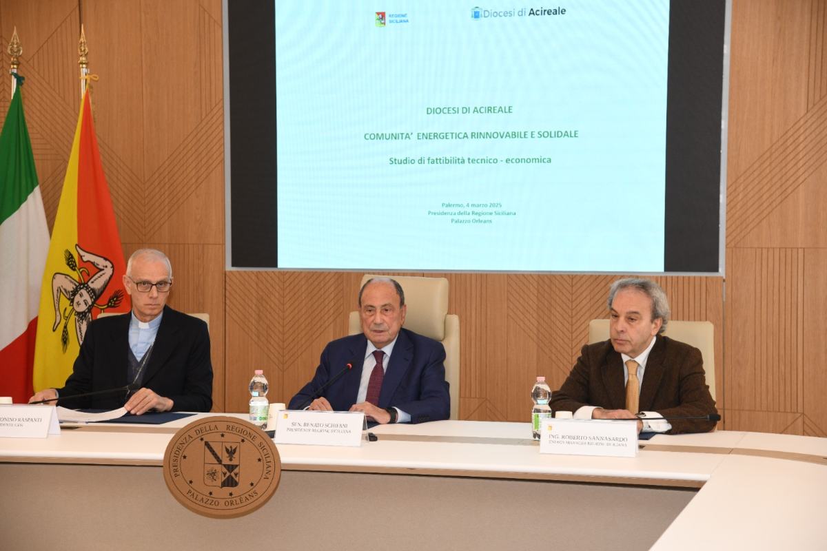 VIDEO |  Regione e Cesi presentano la prima Cer in una diocesi siciliana. Schifani e Raspanti: “Promuovere sviluppo sostenibile”