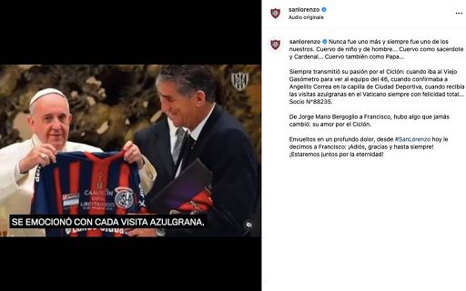 Il messaggio del San Lorenzo: “Papa Francesco uno di noi”