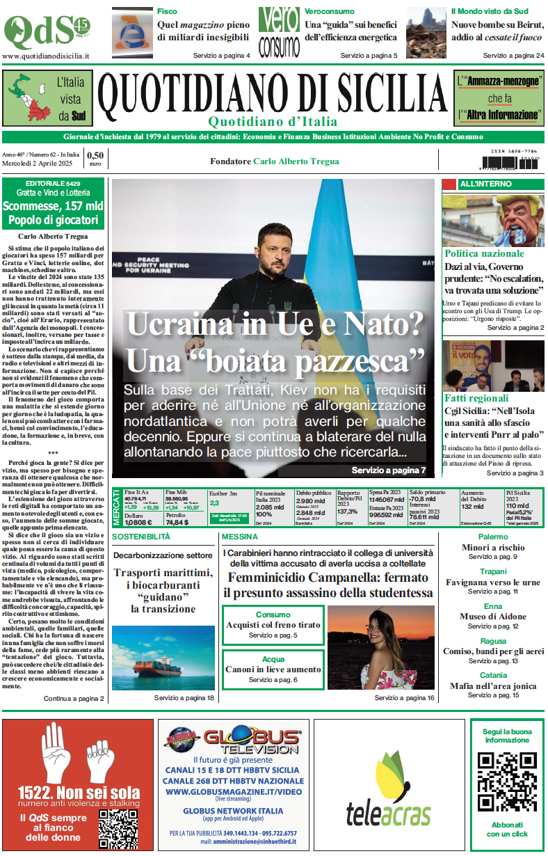 Galleria foto 'La prima pagina di oggi del Quotidiano di Sicilia' - foto 2