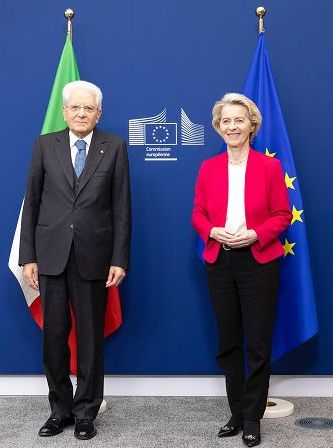 Ue, Mattarella incontra von der Leyen e commissari a palazzo Berlaymont