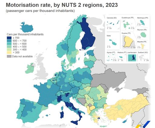 Valle d’Aostra record assoluto Ue su auto ogni 1000 abitanti: 2.295