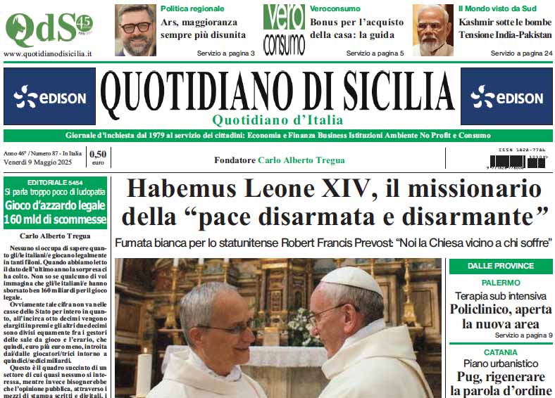 La prima pagina di oggi del Quotidiano di Sicilia