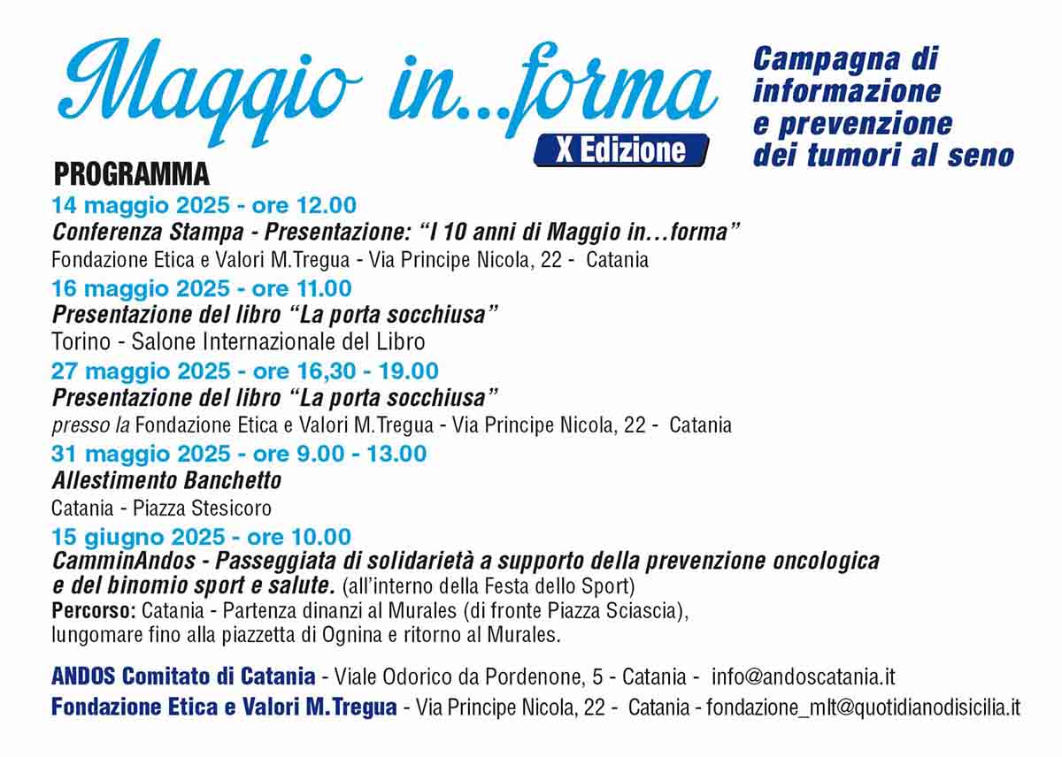 Al via la 10a edizione di “Maggio in…forma”, la campagna di prevenzione del tumore al seno