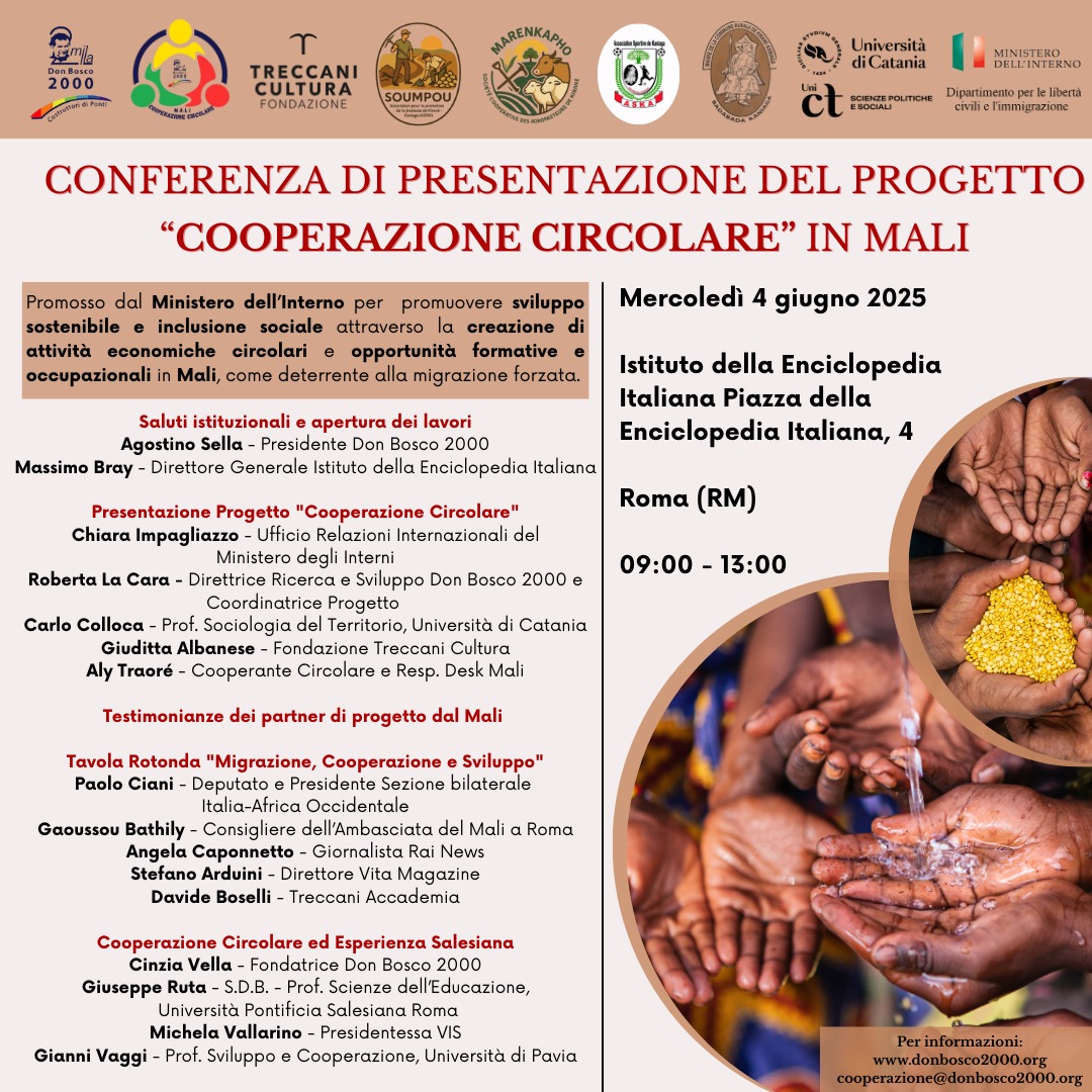 Domani a Roma la presentazione del nuovo progetto di Cooperazione Circolare in Mali  contro la migrazione forzata