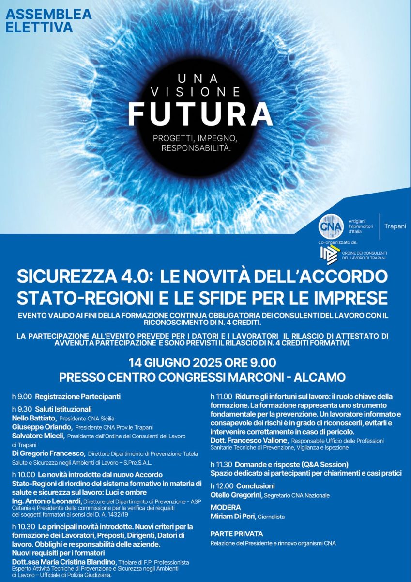 Sicurezza 4.0, evento formativo gratuito al Centro Congressi di Alcamo sabato 14 giugno