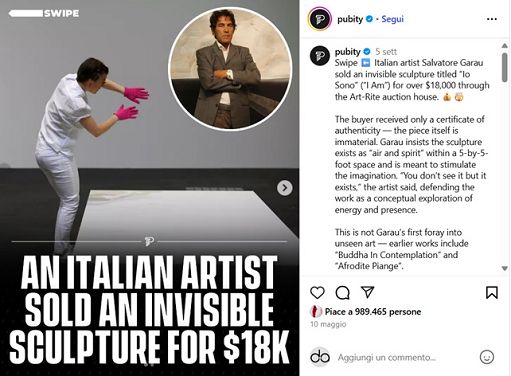 Salvatore Garau, un’opera invisibile supera Trump su Instagram