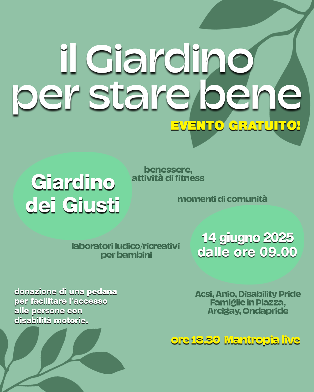 Xinergie e Disability Pride donano una pedana al “Giardino dei Giusti” il 14 giugno a Palermo