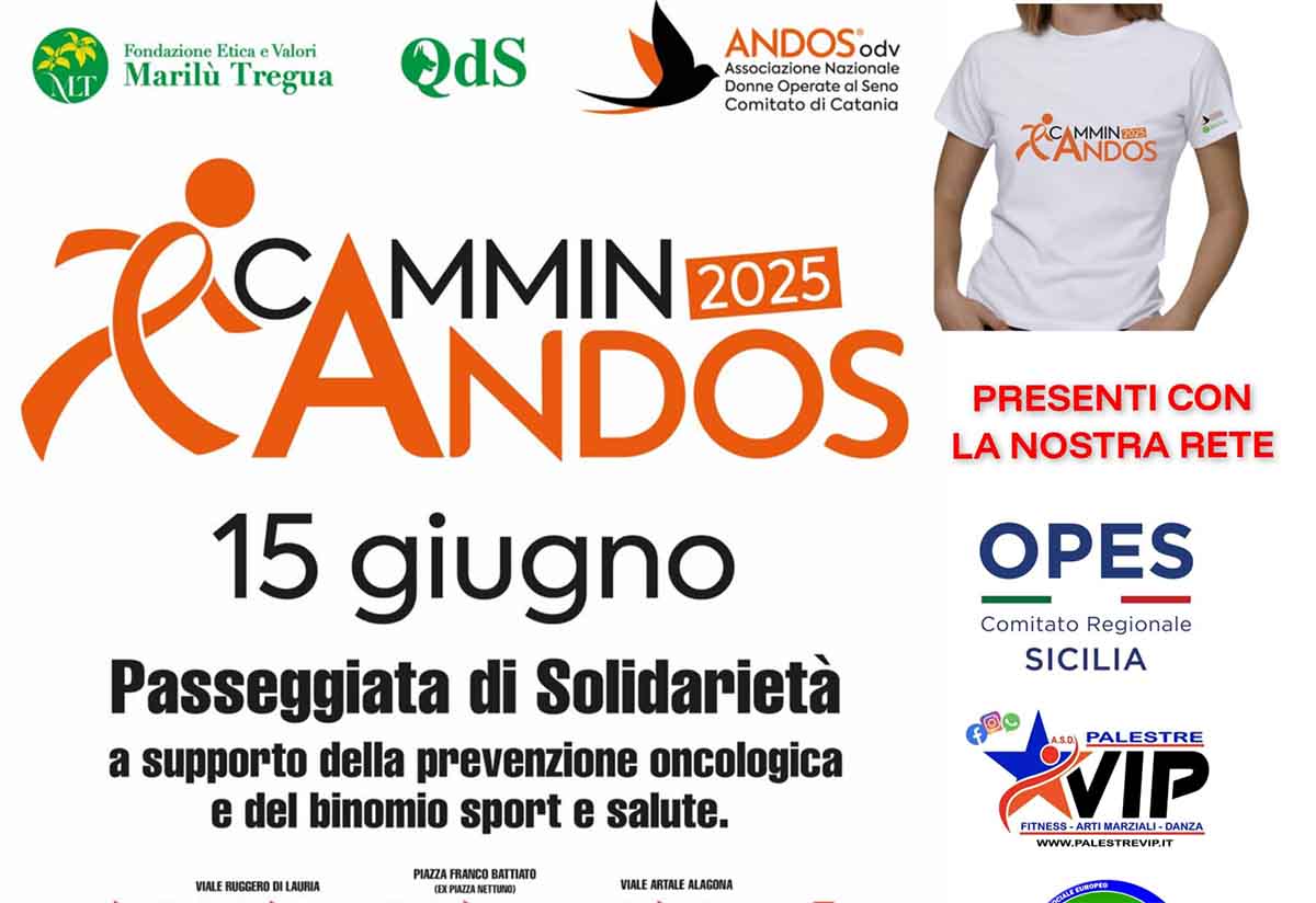 CamminAndos 2025, domenica 15 giugno a Catania la passeggiata per combattere il tumore al seno