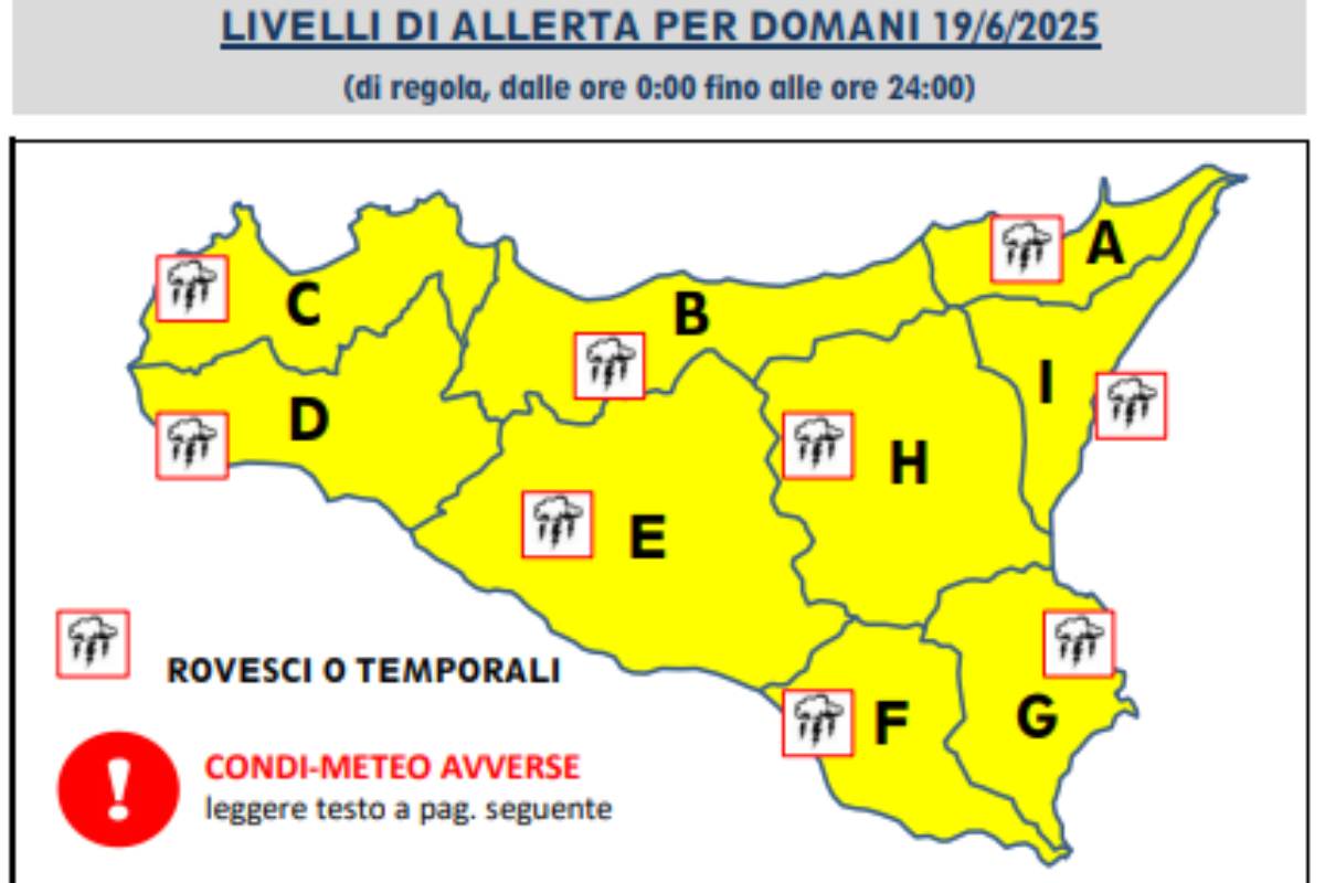 Meteo Sicilia, anche per domani sarà allerta gialla: l’avviso della Protezione civile