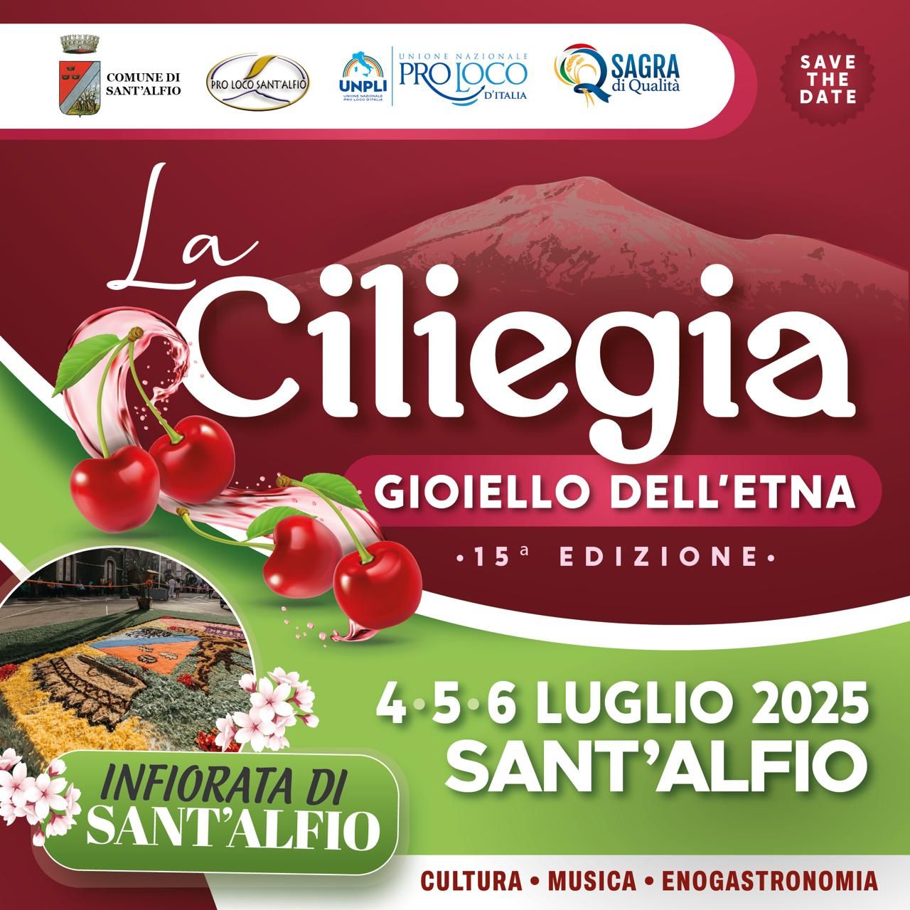 A SANT’ALFIO LA 15esima EDIZIONE DELLA SAGRA DELLA CILIEGIA GIOIELLO DELL’ETNA 4-5-6 LUGLIO