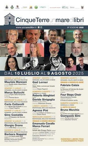 Alle Cinque Terre dal 10 Luglio la nona edizione di “Un mare di libri”