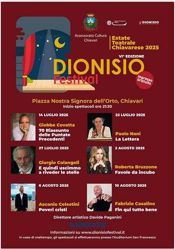 Al via il Dionisio Festival, Giobbe Covatta apre la sesta edizione