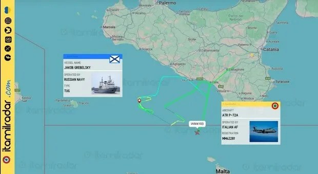 Sottomarino e navi russe avvistati nello Stretto di Sicilia: l’Aeronautica monitora la situazione