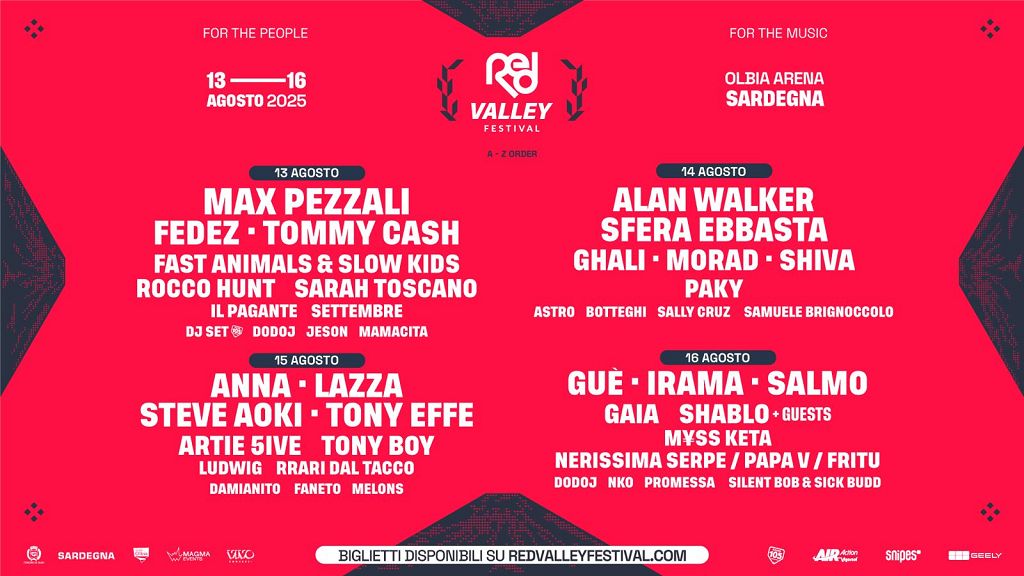 Si arricchisce la line up del Red Valley Festival a Olbia