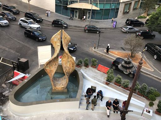 Restaurata a Beirut la fontana “Ardea Purpurea” di Marco Bravura