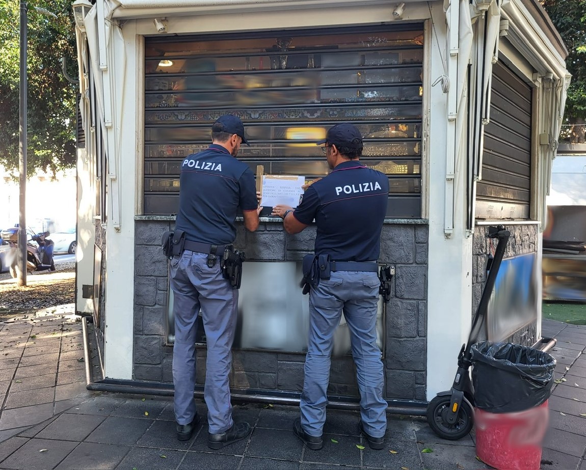 Catania, chiosco di piazza Palestro chiuso per 7 giorni: “Era ritrovo abituale di pregiudicati”